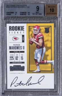 2017 Panini Contenders Rookie Ticket #303 Patrick Mahomes II Signed Rookie Card - BGS MINT 9/BGS 10